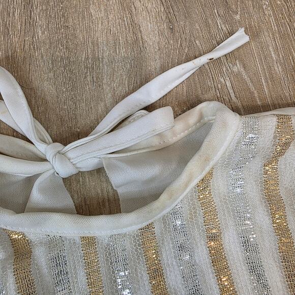 Vintage Rubie’s Angel Costume White Gold Sequin Dress Child Medium USA Made 70s - Picture 8 of 12